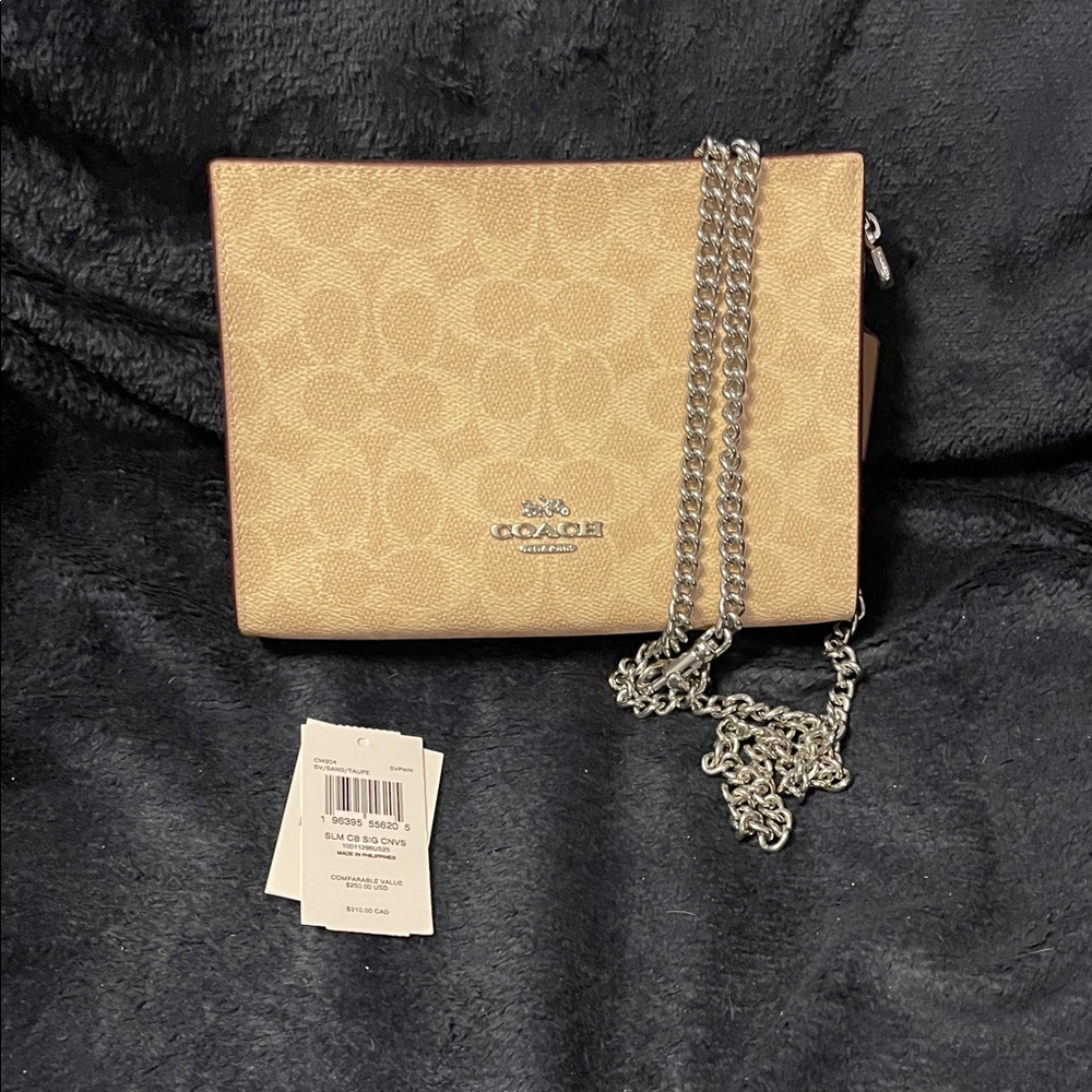 NWT Coach Beige Signature Pouch - Picture 5 of 5